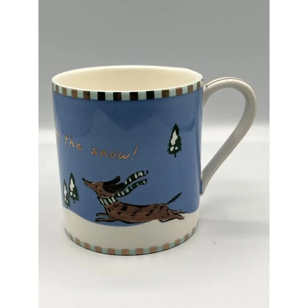 Anthropologie Caroline Holiday Creature Comforts Mug Dog Dachshund Cat Set of 2